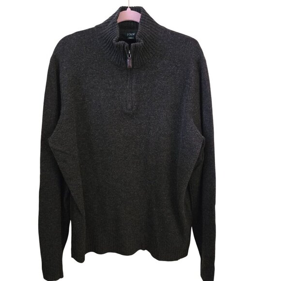 J. Crew Brown 1/4 Zip Lambswool Classic Mock Neck Sweater Size XLT - Picture 1 of 5
